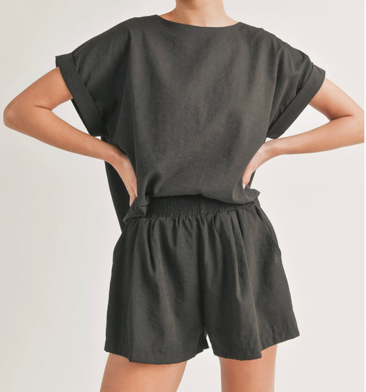 RELAXED FIT TOP/SHORTS(W/ POCKET) SET