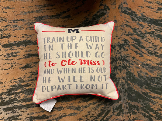 Train Up A Child - Ole Miss Pillow + Piping RED