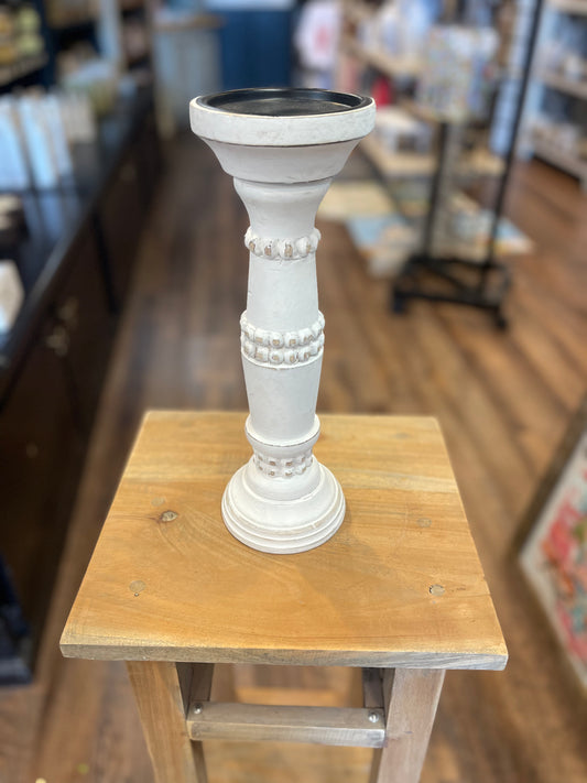 Small white beaded candlestick