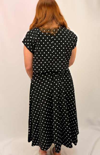 Polka Dot Cropped Top And Midi Skirt Set