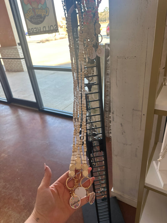 Neutral Palette Fully Beaded Lanyard