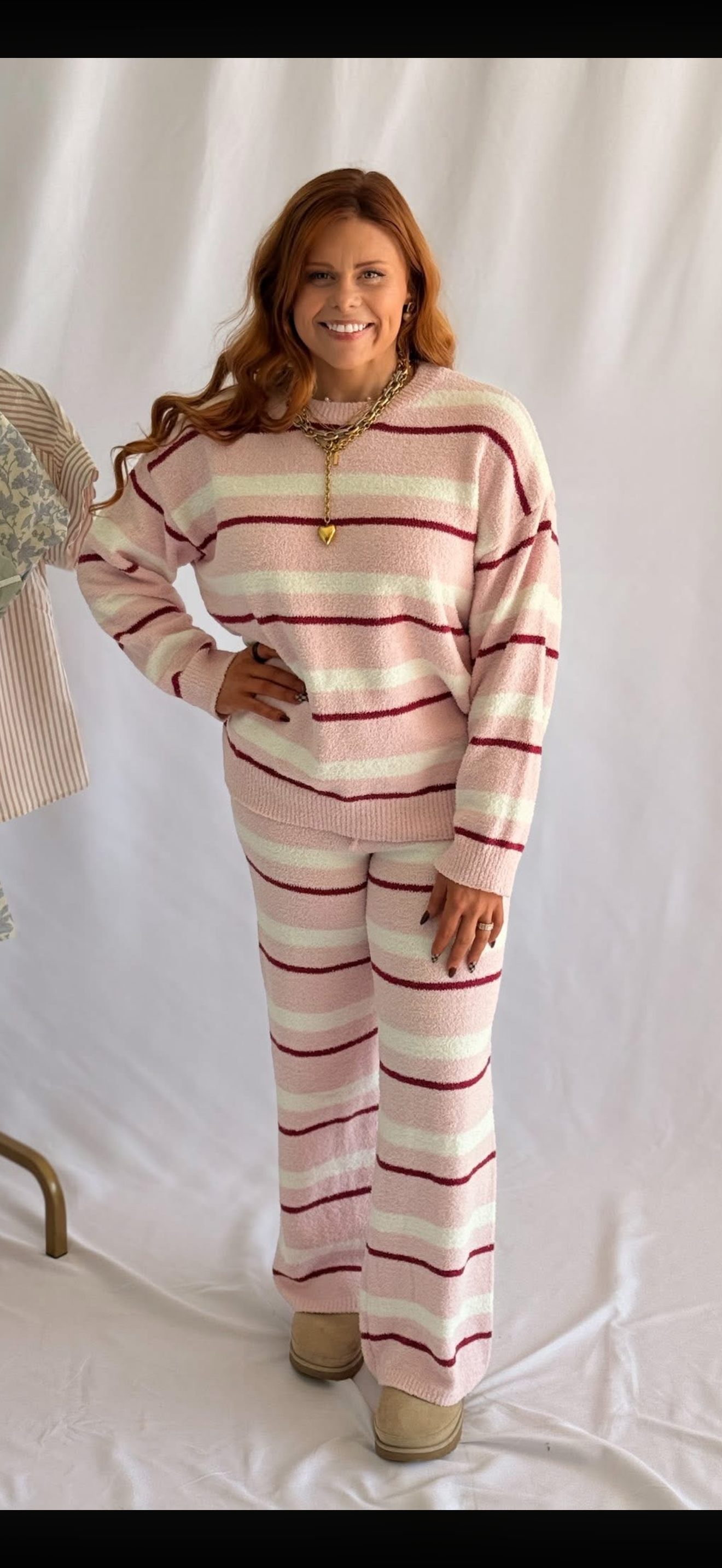 Striped Wide Leg Pink Set