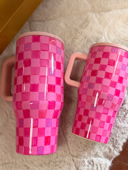 Watercolor Check Tumbler