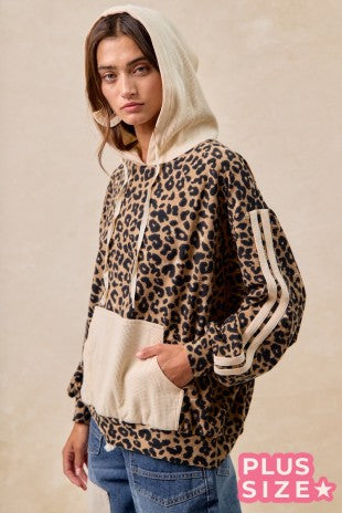 Waffle thermal cheetah hoodie