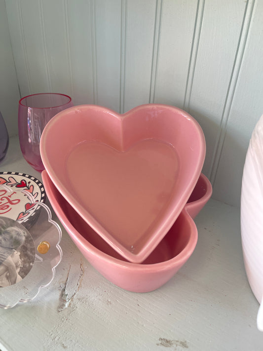 Heart Shaped Tidbit Dish Pink