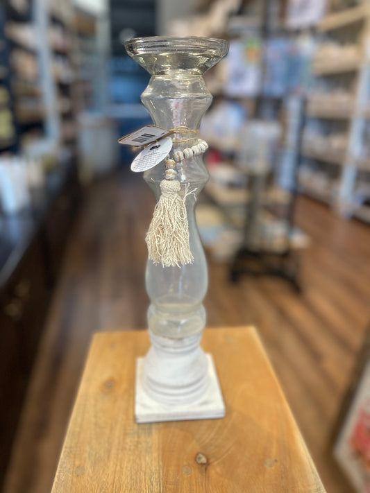 LG Glass Wood Bead Candle Stick