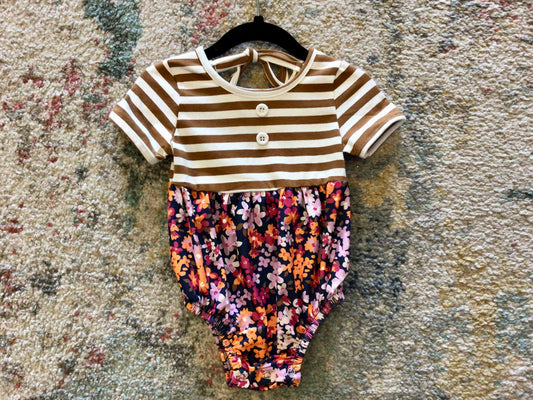Fall Pattern Tiered Baby Romper