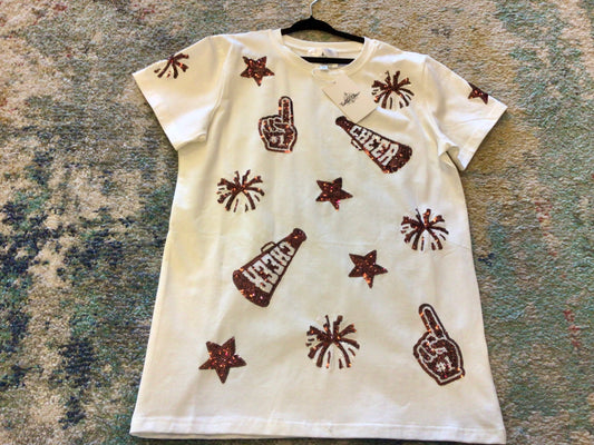Youth Maroon and White Cheer Shirt