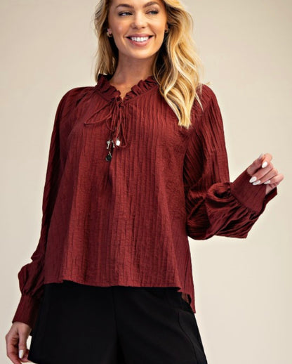 Ruffles Burgundy Blouse