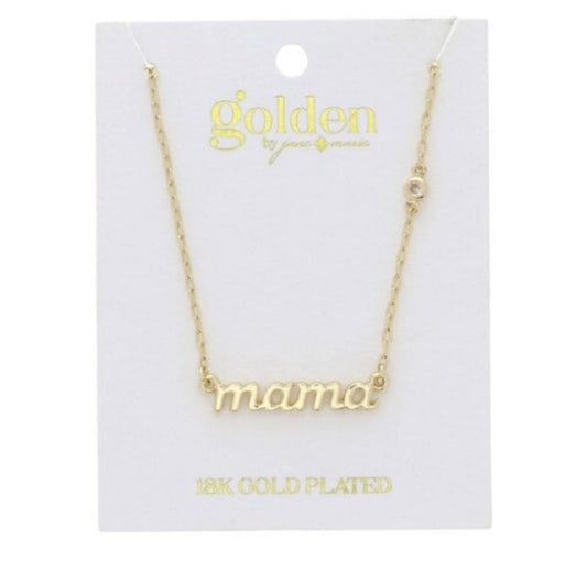 18K Gold Plated “mama” with Clear Crystal Accent