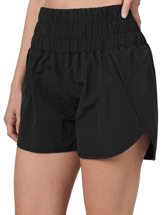 Windbreaker Smocked Waistband Running Shorts