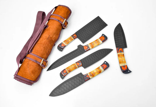 5 Pc Knife Set W/ Leather Bag