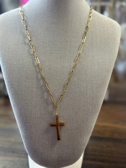 Paper chain cross necklace