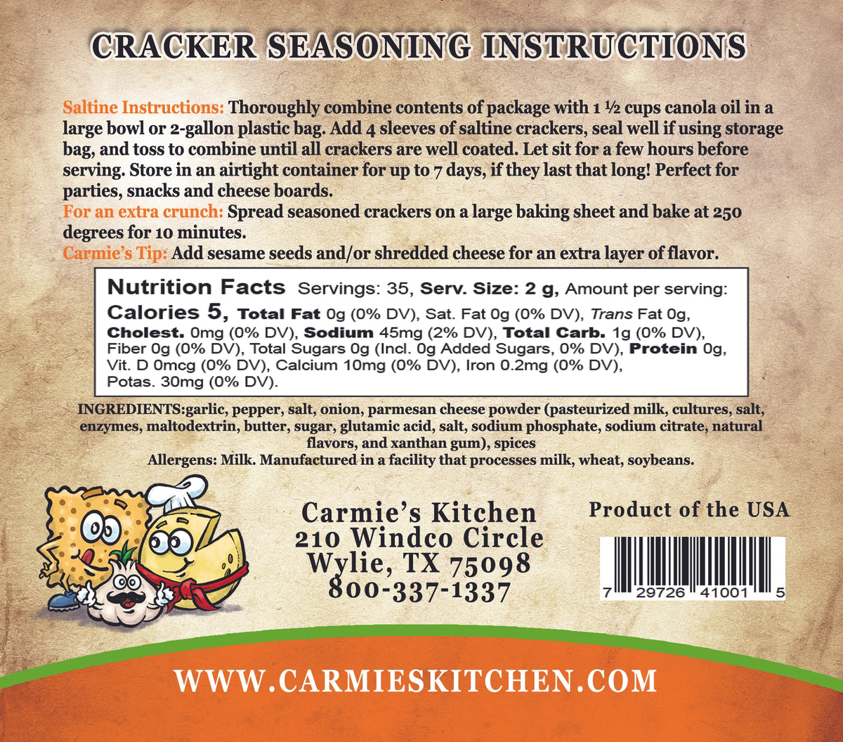 Garlic Parmesan Cracker Seasoning Mix