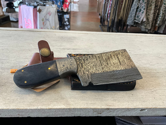 Edc Mini Cleaver/ Handmade Damascus Steel/ Bushcraft Knife/