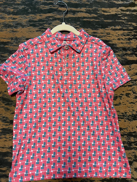 Youth Polo- American Flag Print