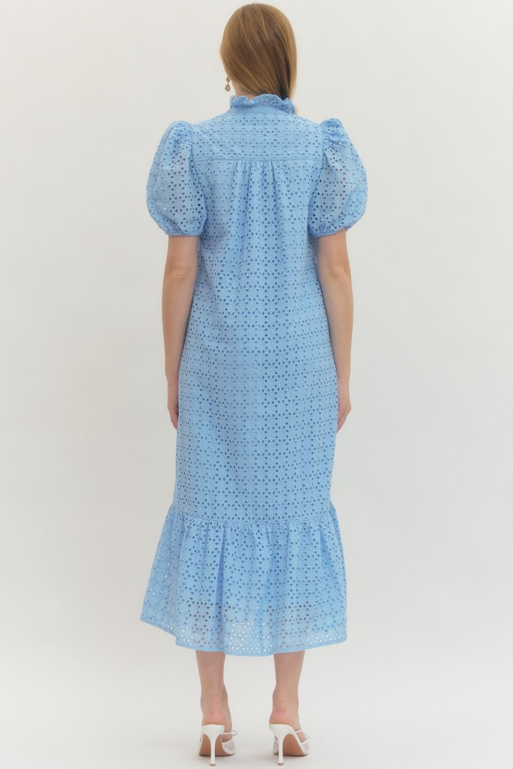 Eyelet Puff Sleeve Midi