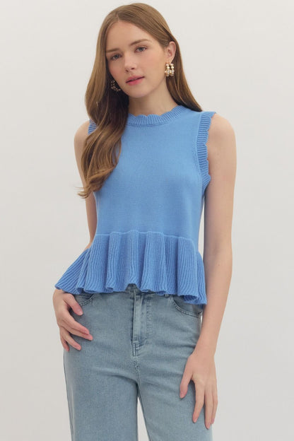 Sleeveless Peplum Knit Top