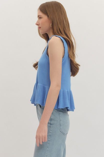 Sleeveless Peplum Knit Top