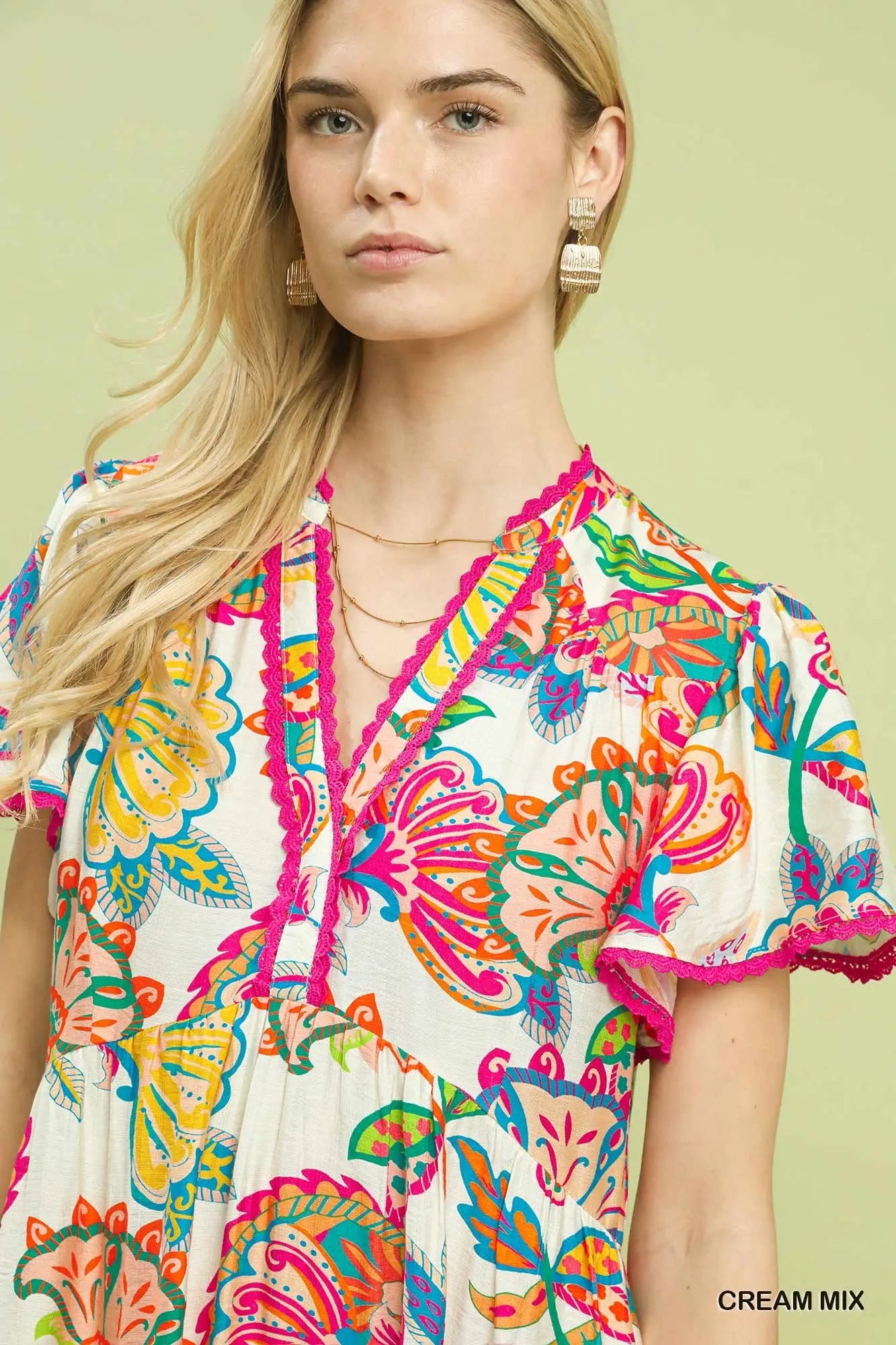 Mix Boho Floral Tiered Midi Dress