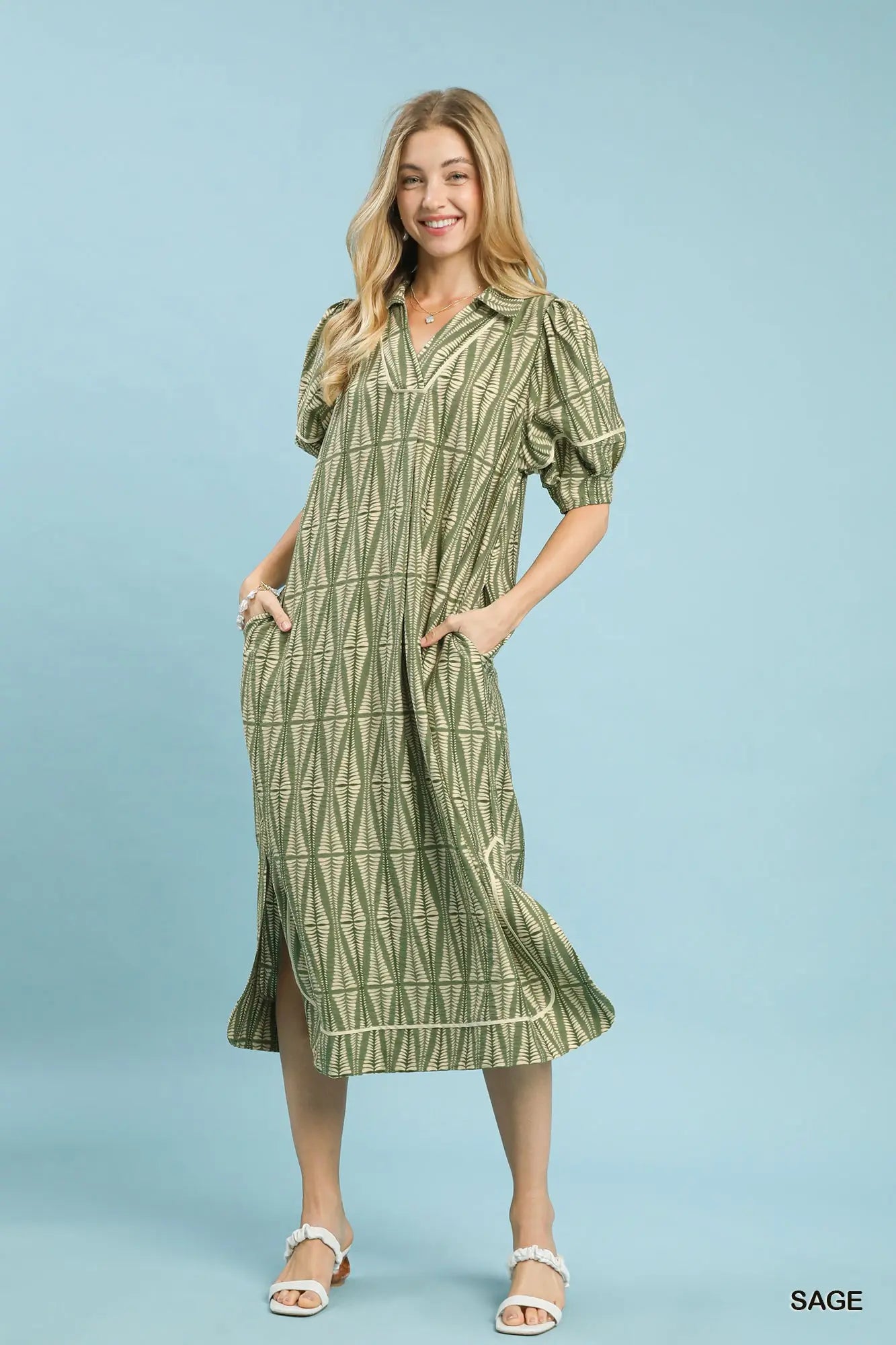 Geometric Print Midi Dress
