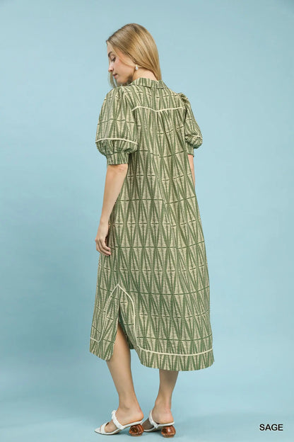 Geometric Print Midi Dress