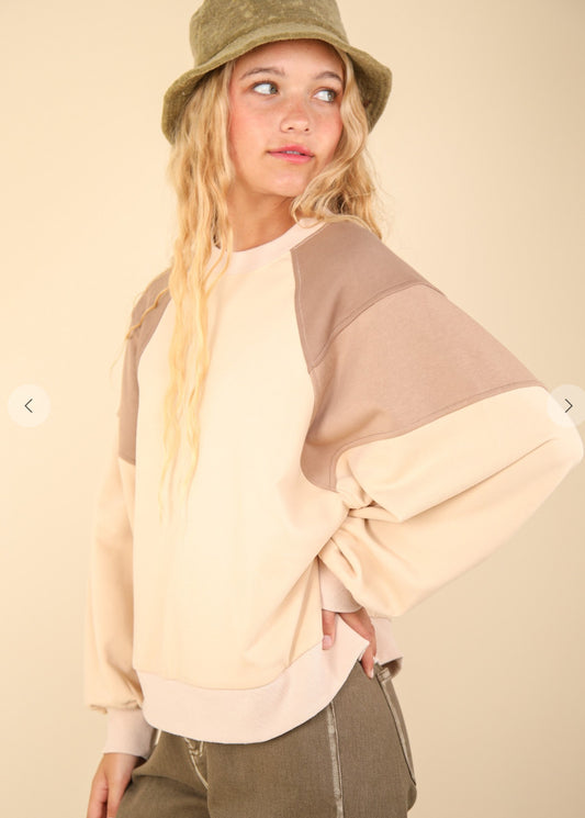 Colorblock Knit Raglan Top