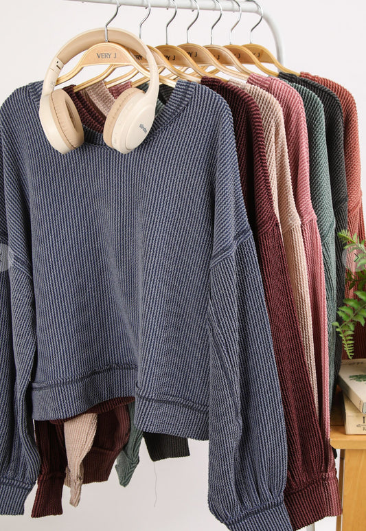 Two Tone Ribbed Top