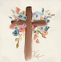 Cross with Flowers Framed Art 12x12