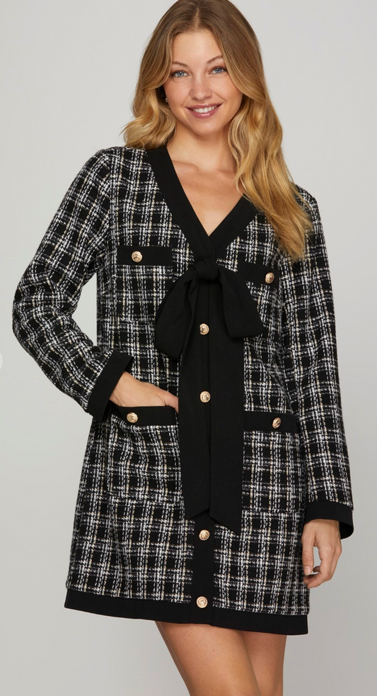 Bow Tweed Dress