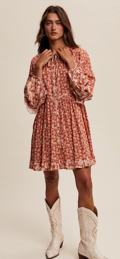 Floral Front Tie Dress