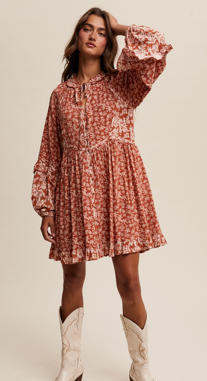 Floral Front Tie Dress
