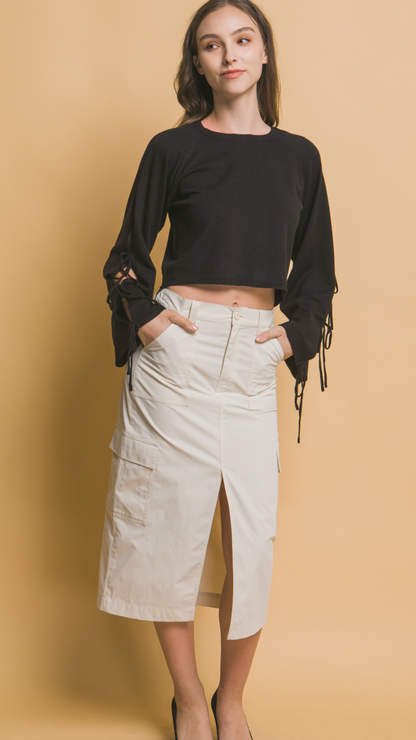 Tie Detail Cropped Long Sleeve