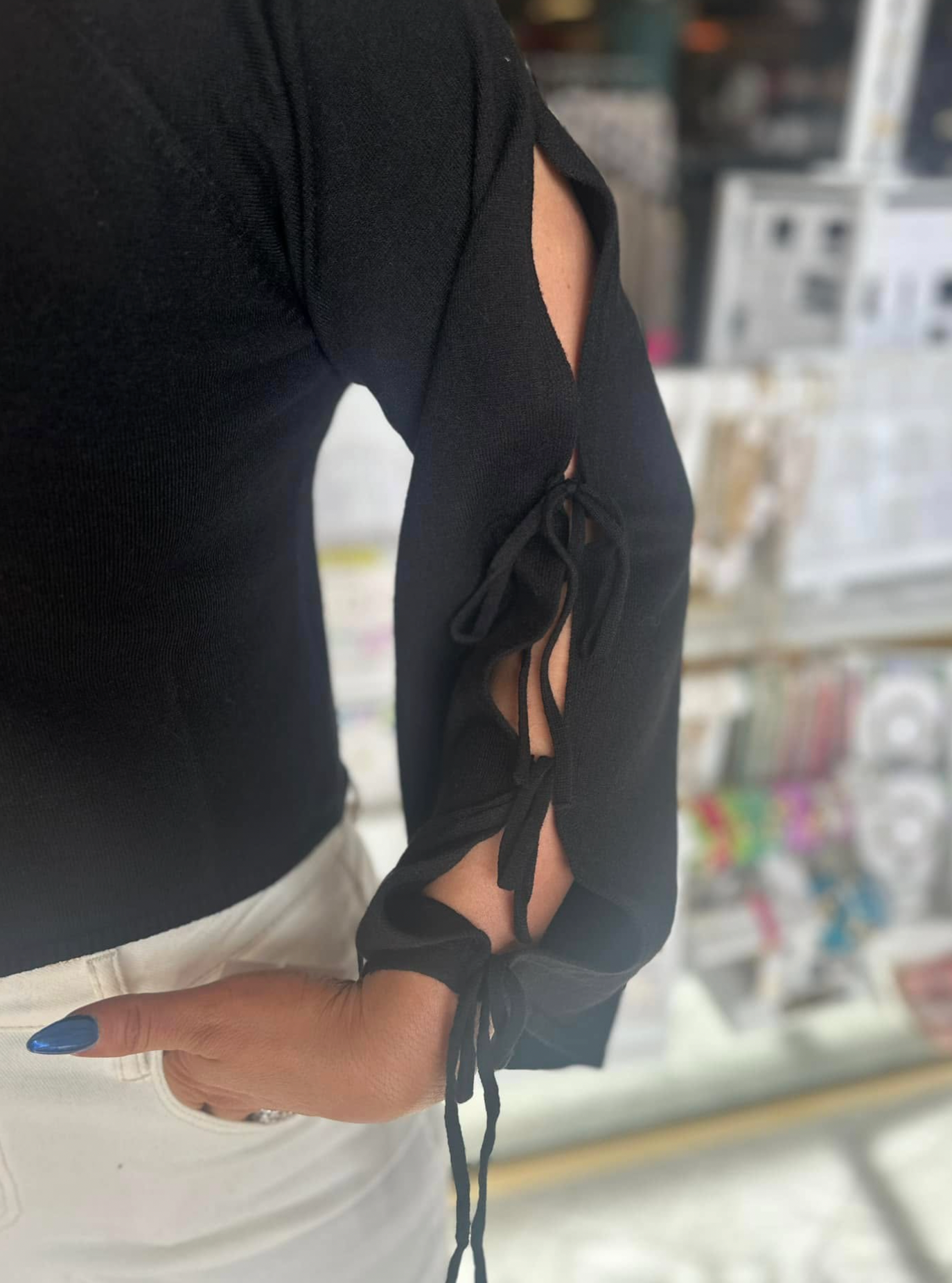 Tie Detail Cropped Long Sleeve