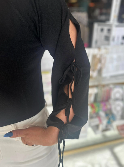 Tie Detail Cropped Long Sleeve