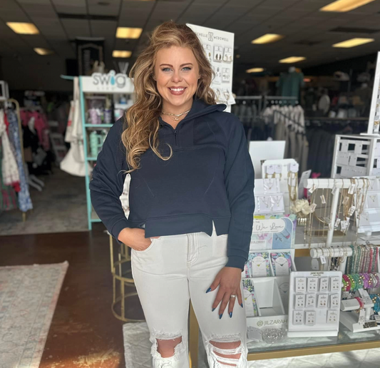 Half Zip Sweatshirt With Funnel Neck