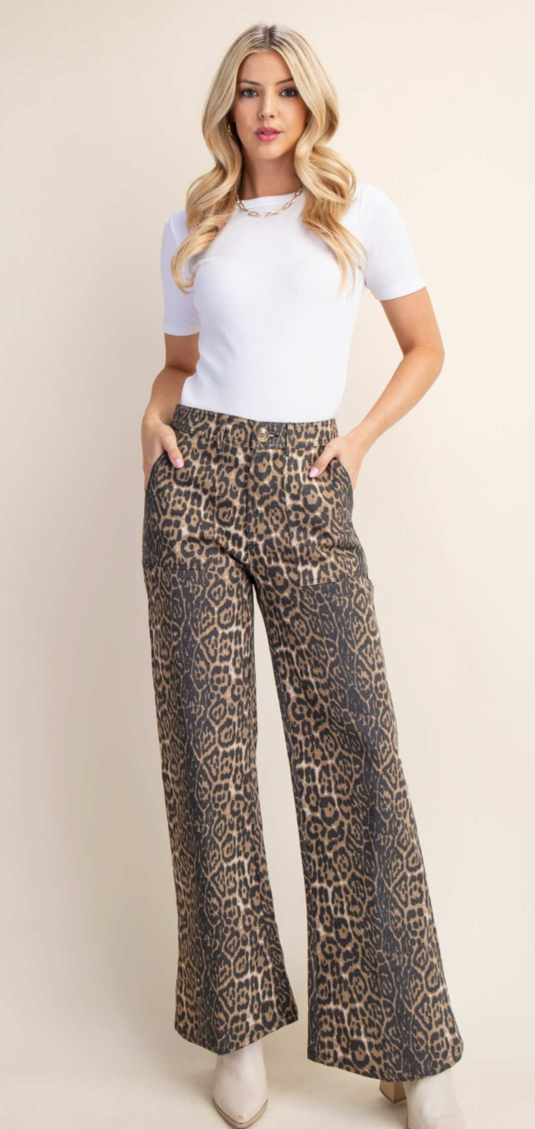 Leopard Flare Jeans