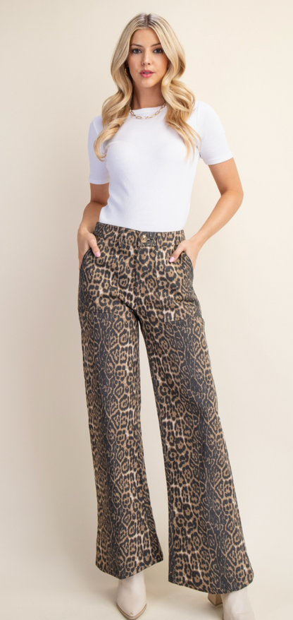 Leopard Flare Jeans