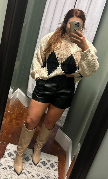 Diamond Mock Neck Sweater