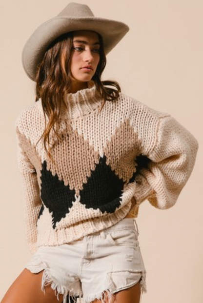 Diamond Mock Neck Sweater