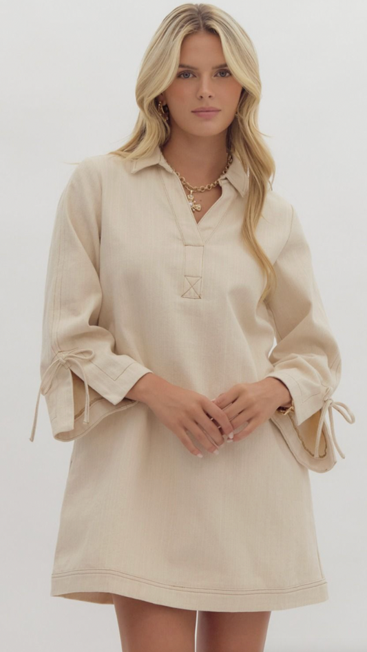 Cream Denim Dress