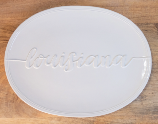 Louisiana Embossed Platter White