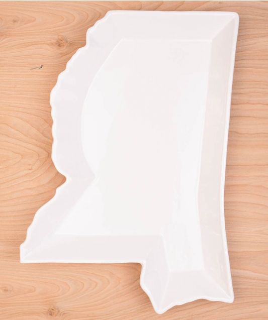 Mississippi Shaped Platter White 16"