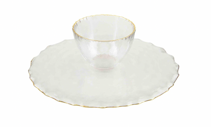 Gold Edge Pedestal/ Chip & Dip Server