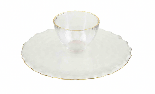 Gold Edge Pedestal/ Chip & Dip Server