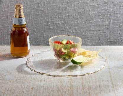 Gold Edge Pedestal/ Chip & Dip Server