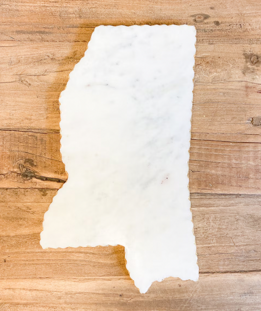 Mississippi Shaped Marble Serving Board White/Gold