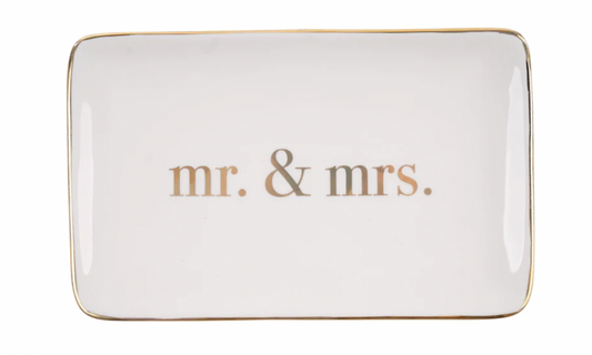 Gold Mr. & Mrs. Trinket Tray