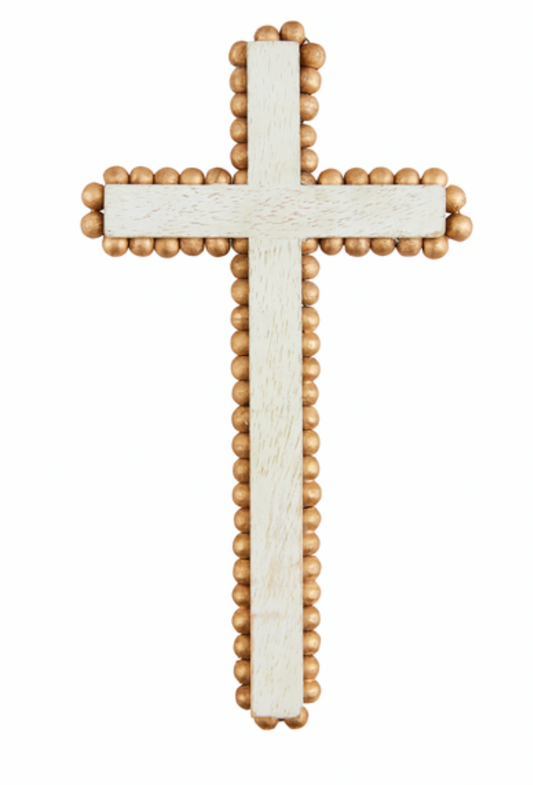 MED GOLD BEADED CROSS SITTER