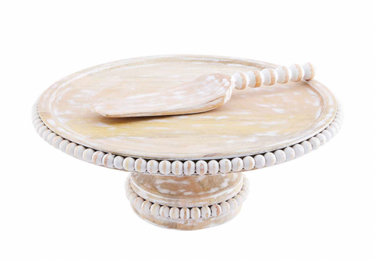 Wood Beaded Cake Stand